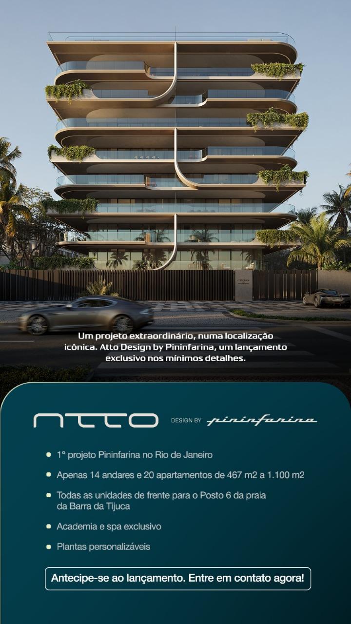 PININFARINA EXCLUSIVÍSSIMA E ÚNICA COBERTURA NA ORLA DA BARRA